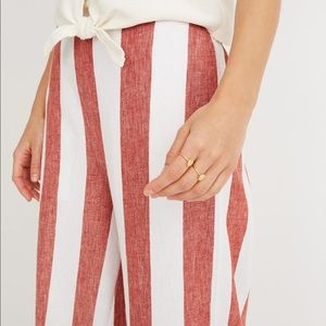 NWT Madewell Huston Crop Pants Red & White Stripe